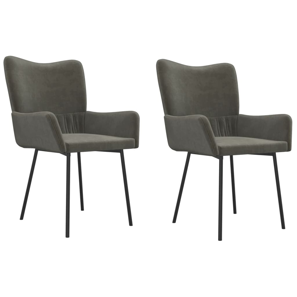 Dining room chairs 2 pcs. Dark gray velvet