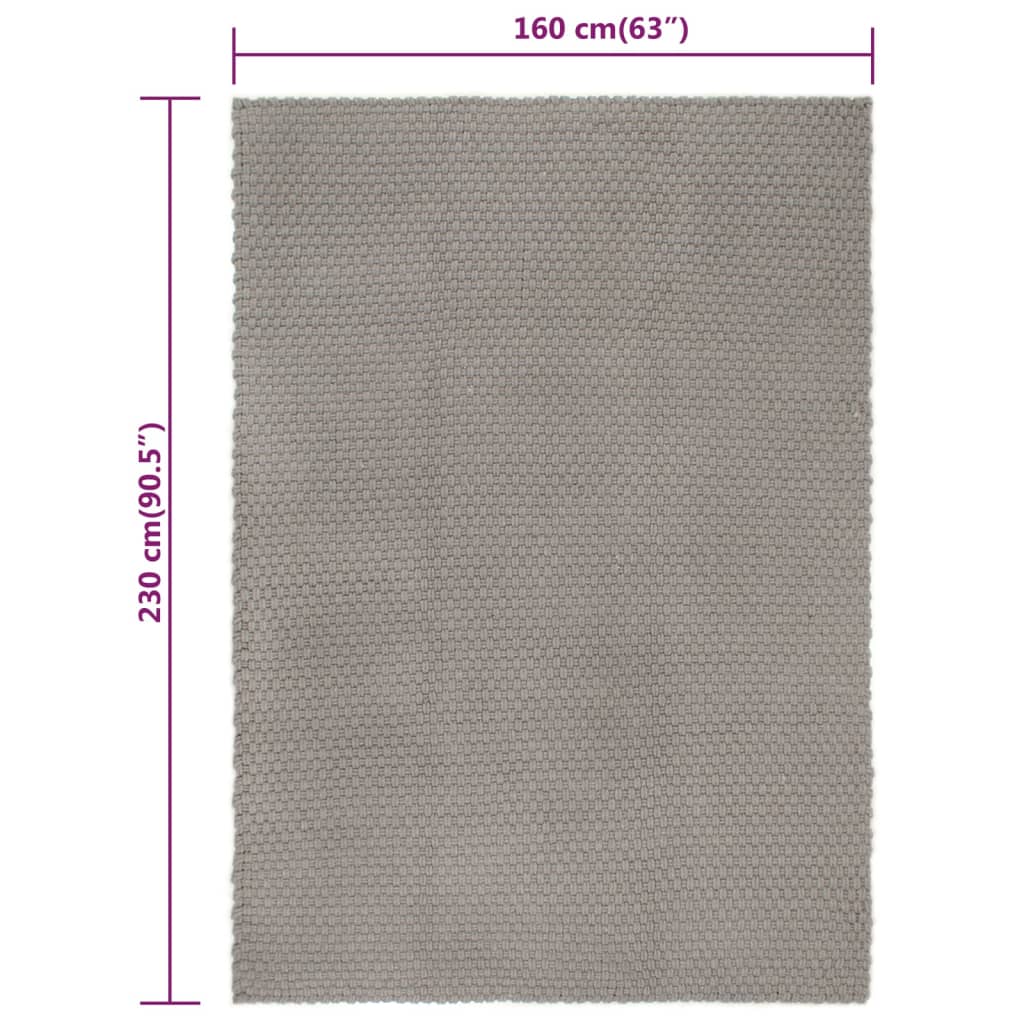 Tapis gris rectangulaire 160x230 cm coton