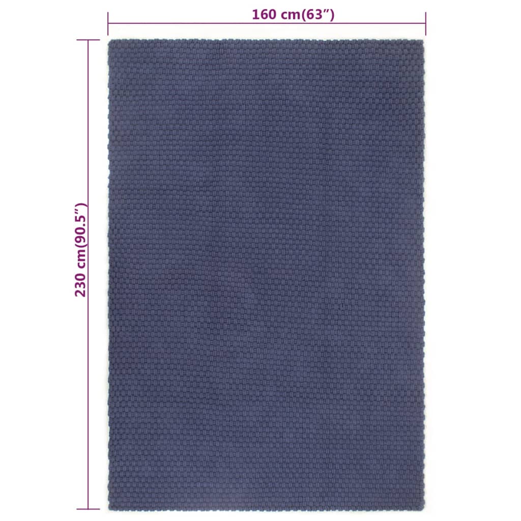 Tapis rectangulaire bleu marine 160x230 cm coton