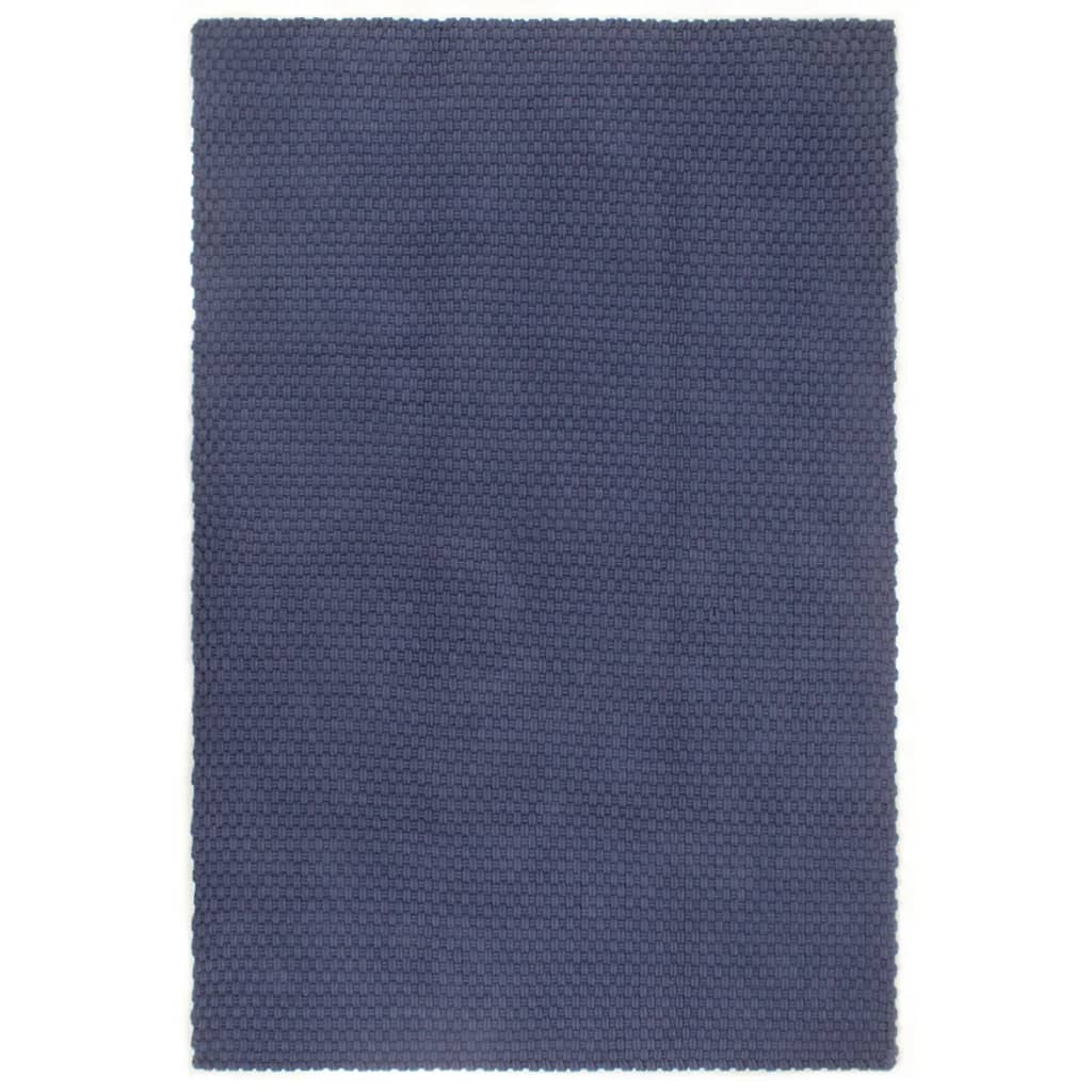 Tapis rectangulaire bleu marine 180x250 cm coton