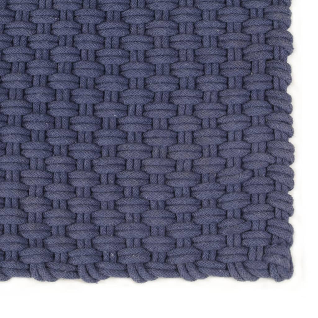 Tapis rectangulaire bleu marine 180x250 cm coton