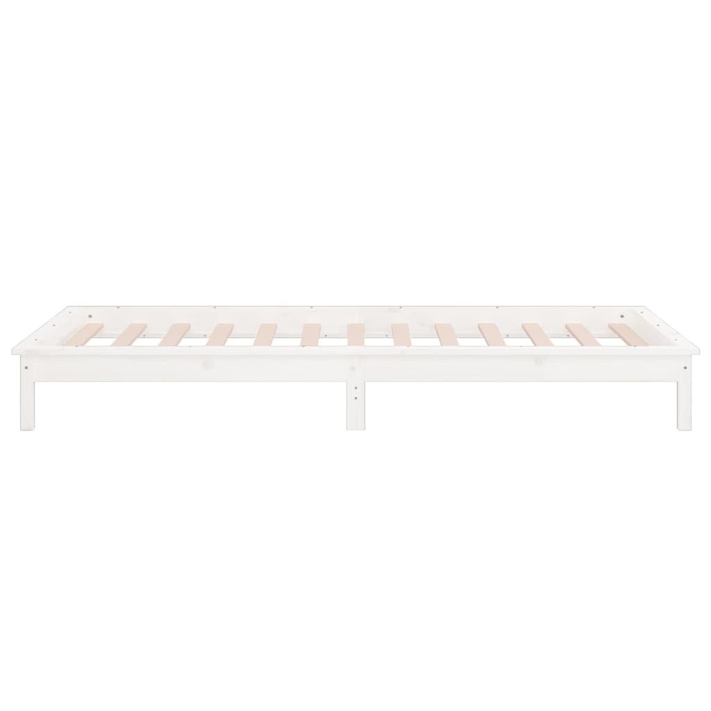 Lit en bois massif avec éclairage LED blanc 100x200 cm