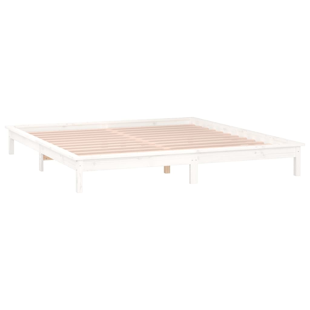 Lit en bois massif avec éclairage LED blanc 120x200 cm