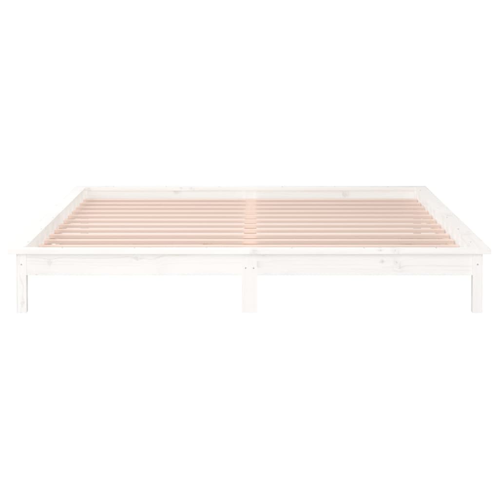Lit en bois massif avec éclairage LED blanc 120x200 cm