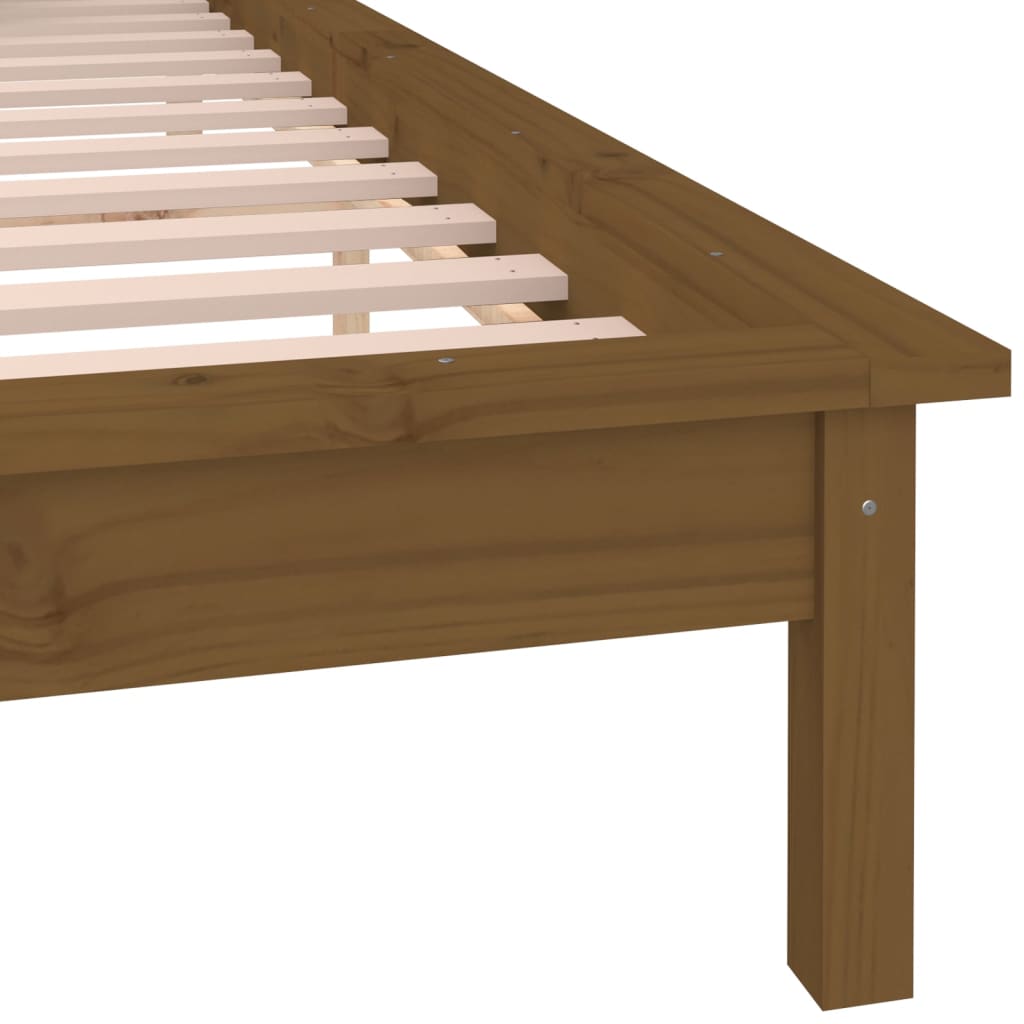 Lit en bois massif avec éclairage LED marron miel 200x200 cm