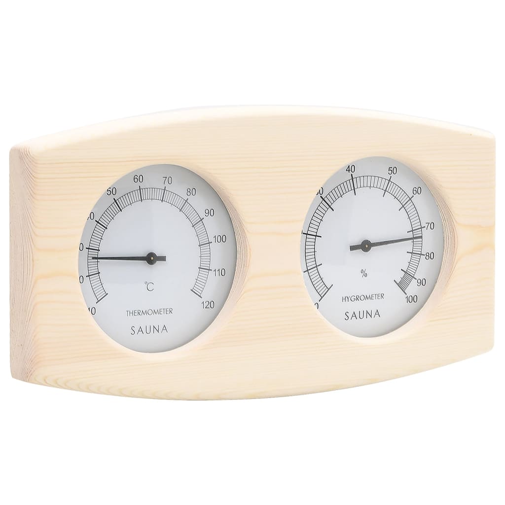 2-in-1 sauna hygrothermograph and hourglass set made of solid pine wood