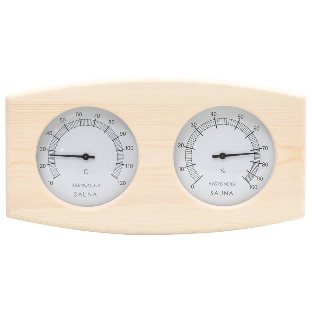2-in-1 sauna hygrothermograph and hourglass set made of solid pine wood