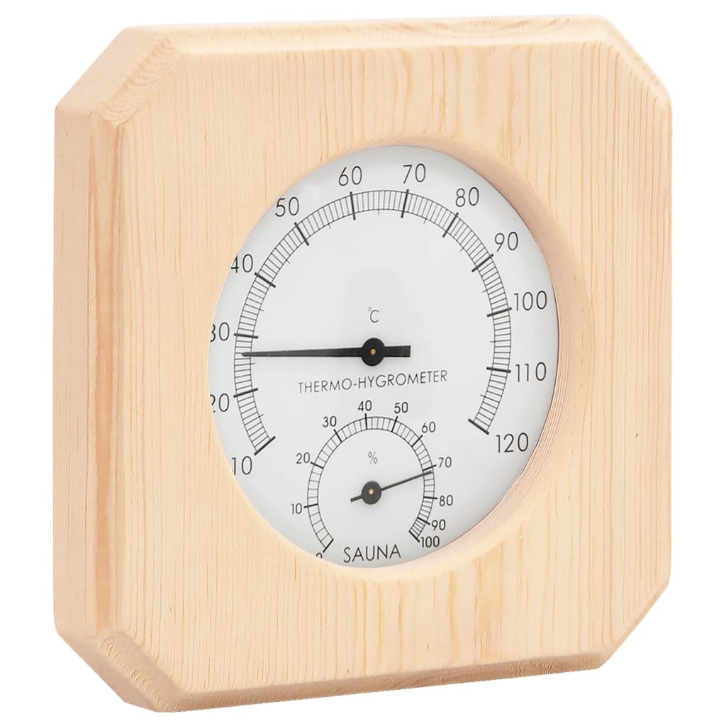2-in-1 sauna hygrothermograph and hourglass set made of solid pine wood