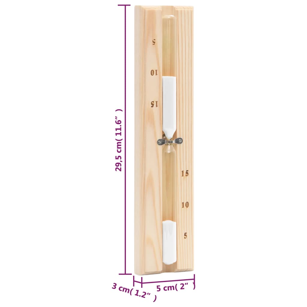 2-in-1 sauna hygrothermograph and hourglass set made of solid pine wood
