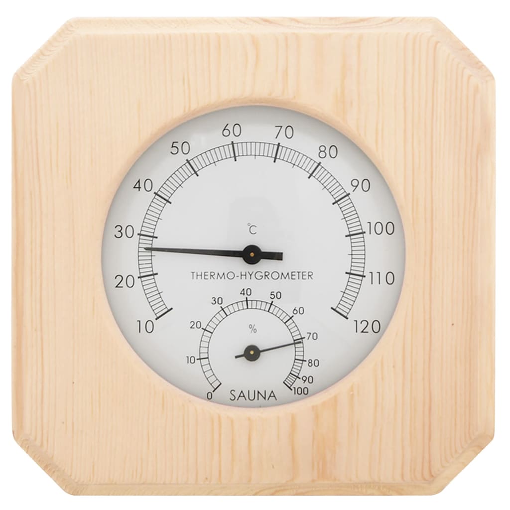 2-in-1 sauna hygrothermograph and hourglass set made of solid pine wood