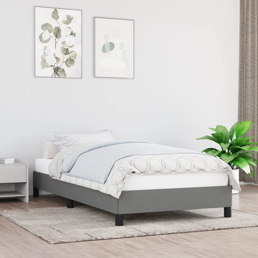 Cadre de lit tissu gris foncé 100x200 cm