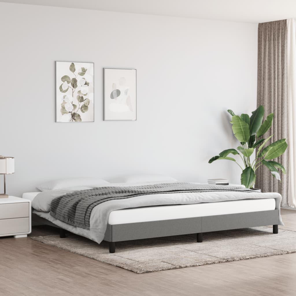 Cadre de lit tissu gris foncé 200x200 cm