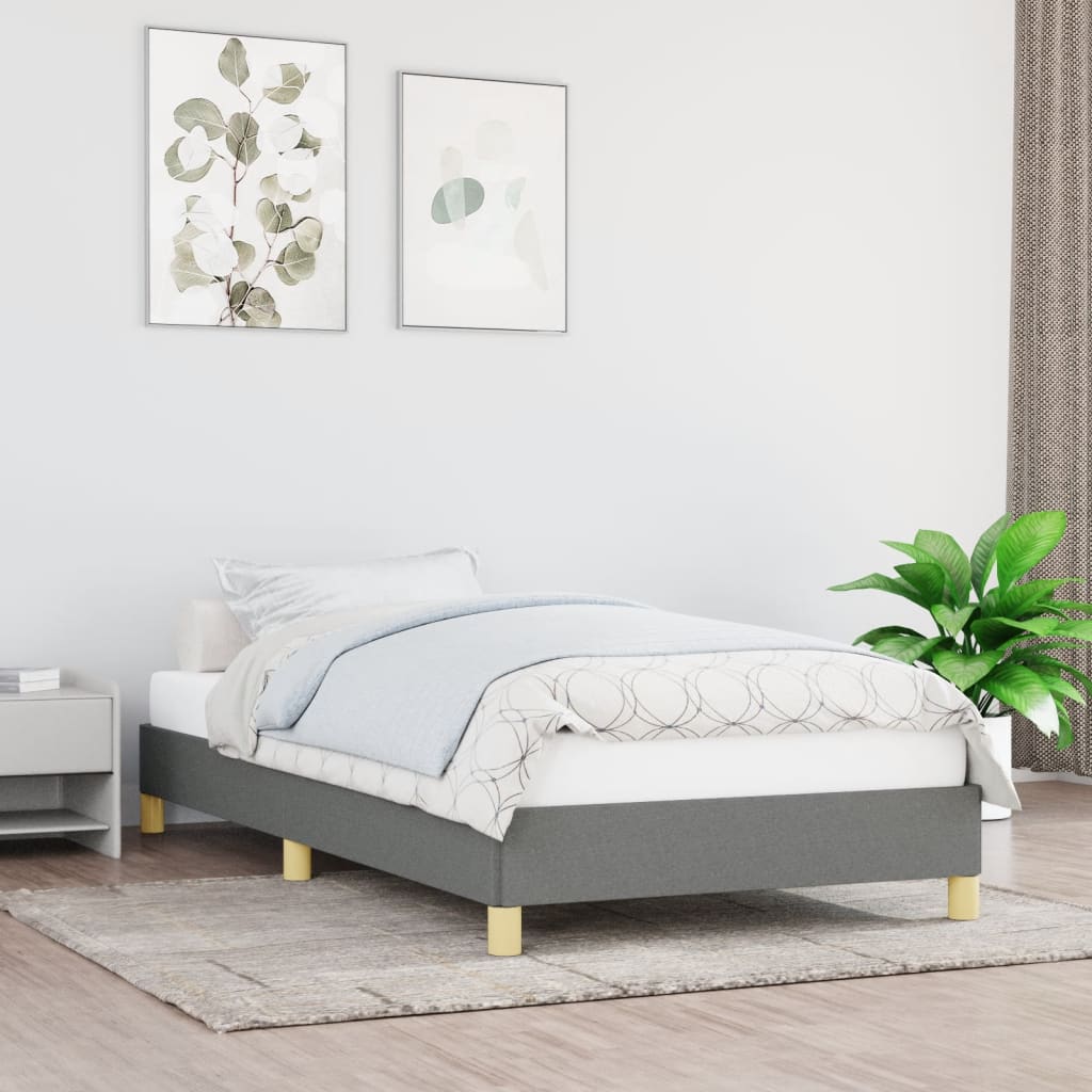 Bed frame dark gray 100x200 cm fabric