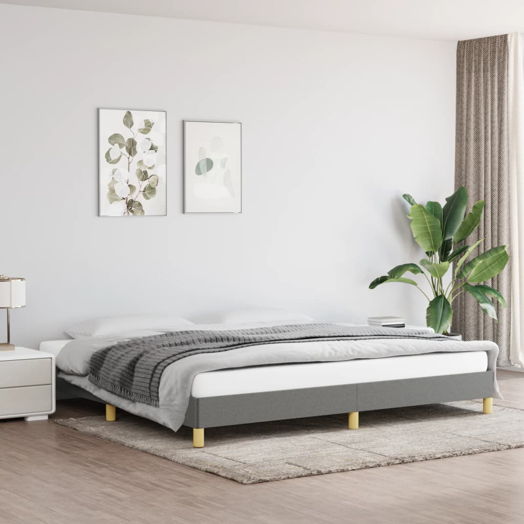 Cadre de lit tissu gris foncé 200x200 cm