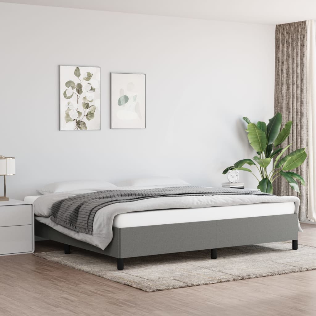 Bed frame dark gray 200x200 cm fabric
