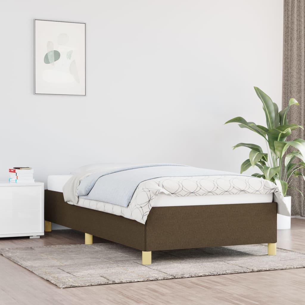 Bed frame dark brown 100x200 cm fabric
