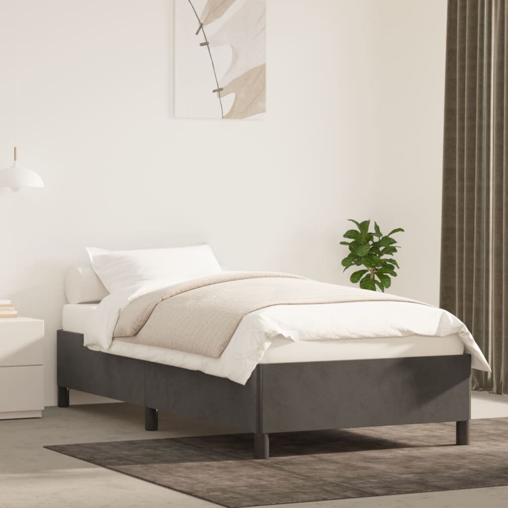 Bed frame dark gray 90x200 cm velvet