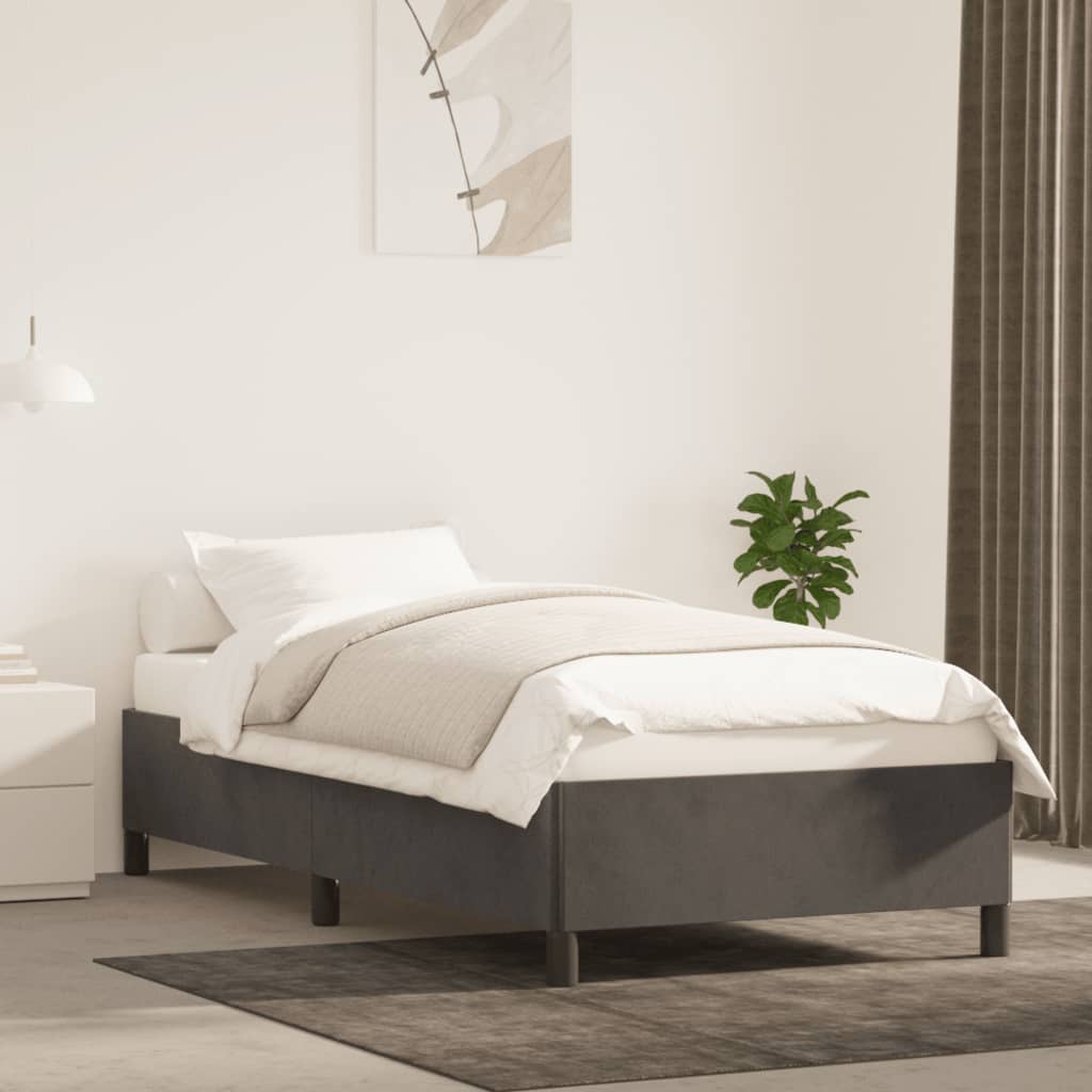 Cadre de lit gris foncé 100x200 cm velours