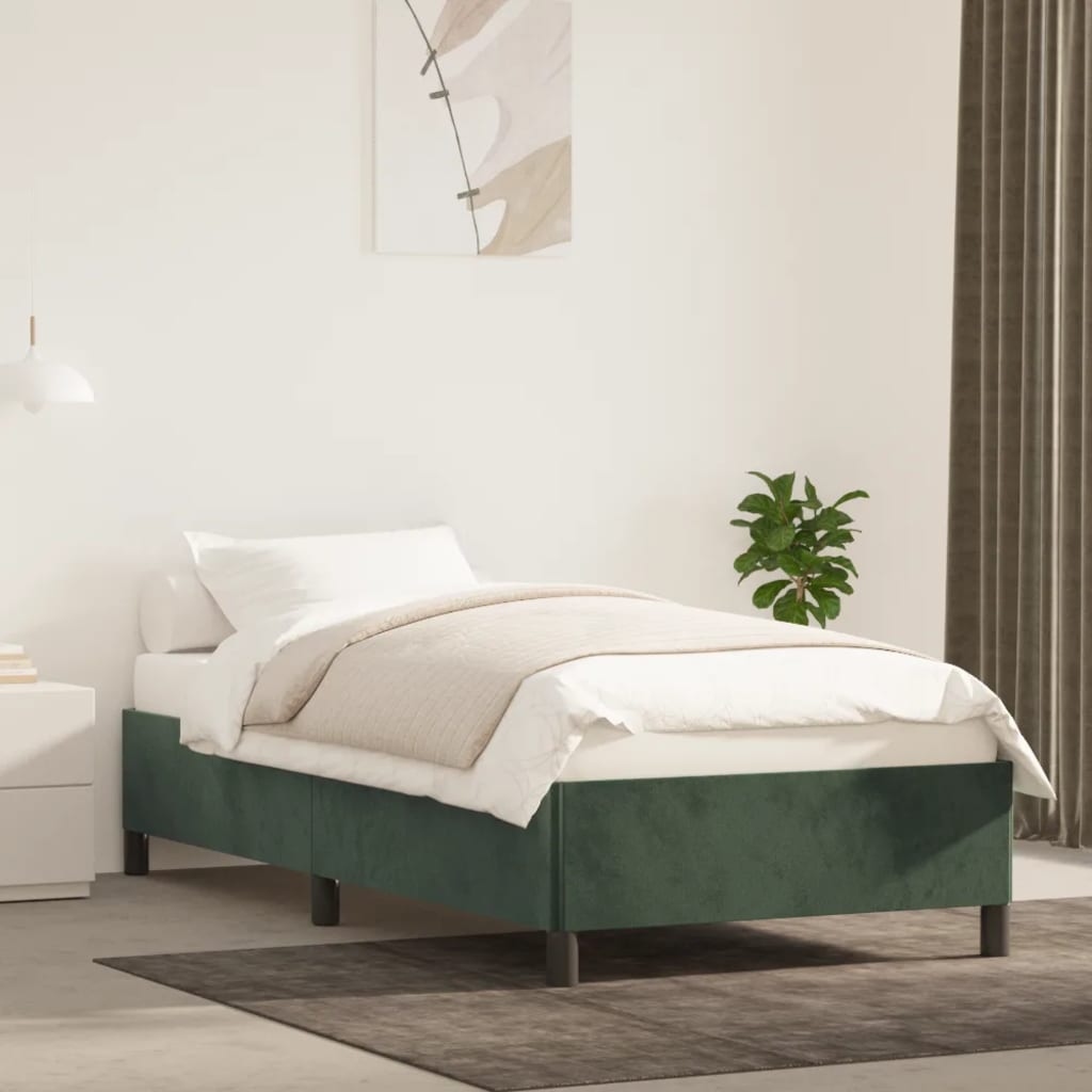 Cadre de lit vert foncé 100x200 cm velours
