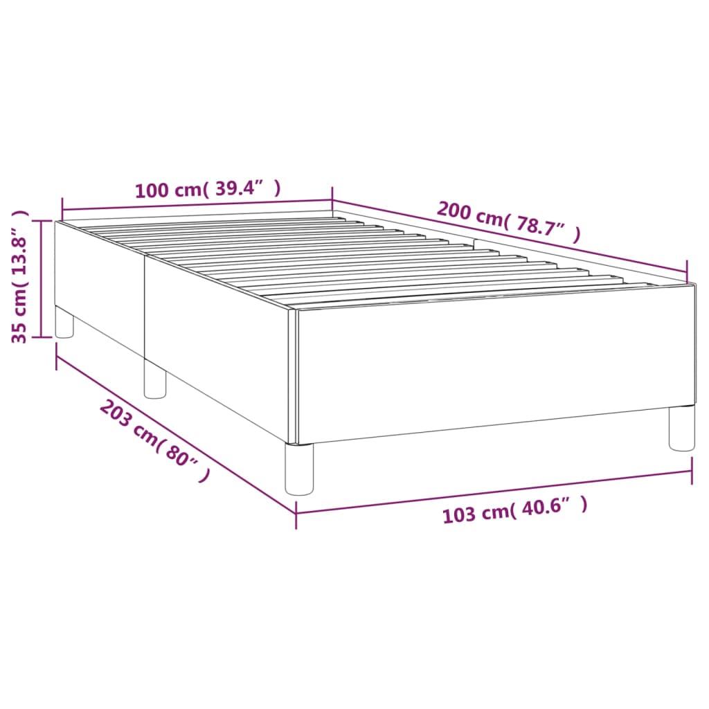 Bed frame pink 100x200 cm velvet