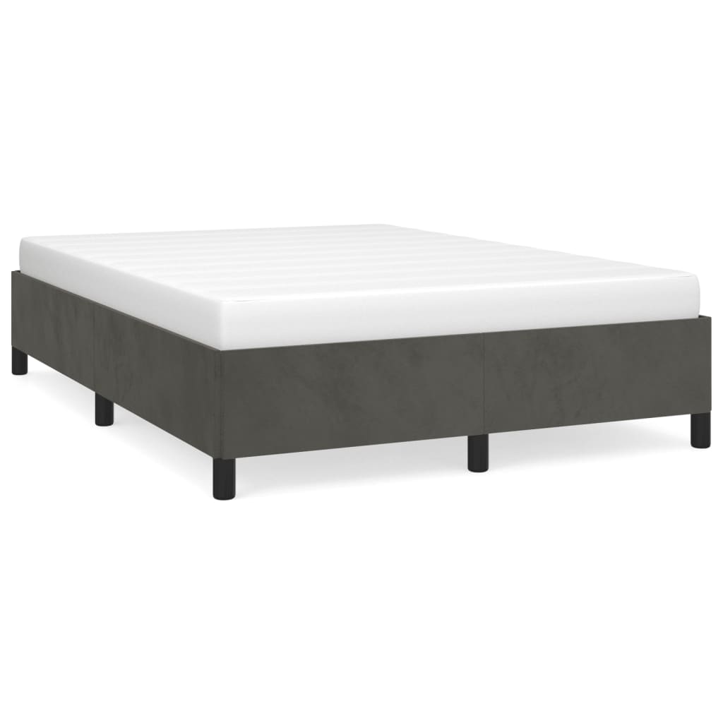 Cadre de lit gris foncé 140x200 cm velours