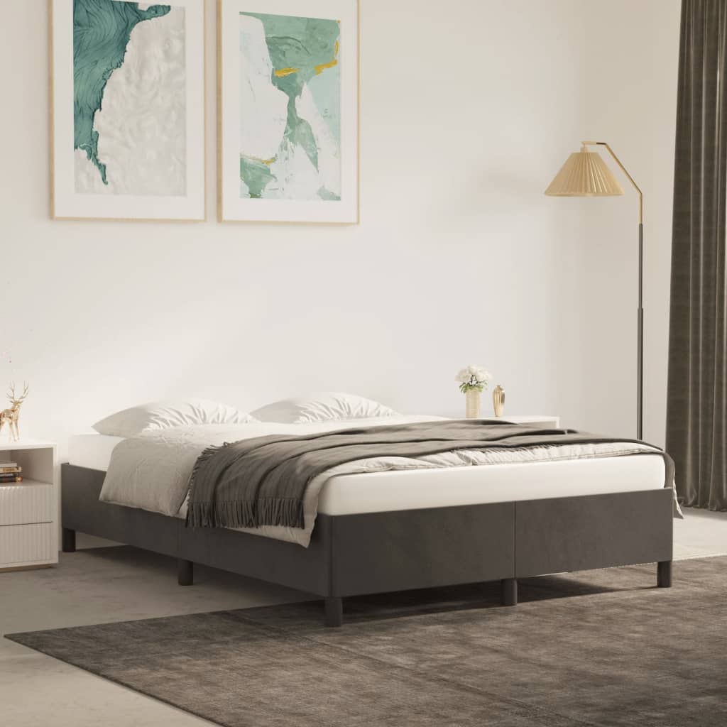 Cadre de lit gris foncé 140x200 cm velours