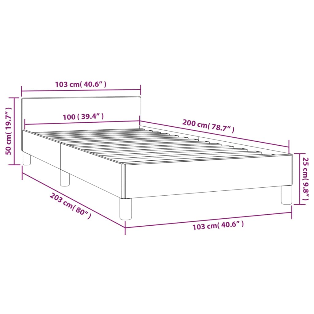 Bettgestell ohne Matratze Taupe 100x200 cm Stoff