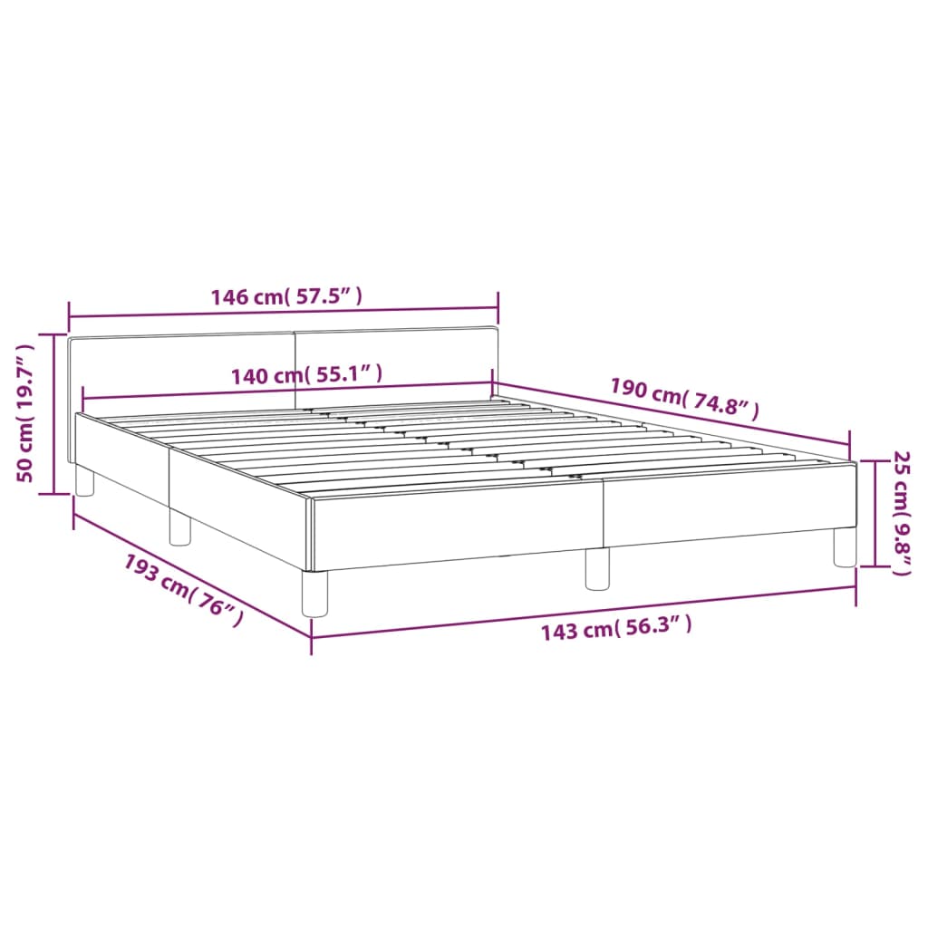 Bettgestell ohne Matratze Hellgrau 140x190 cm Stoff