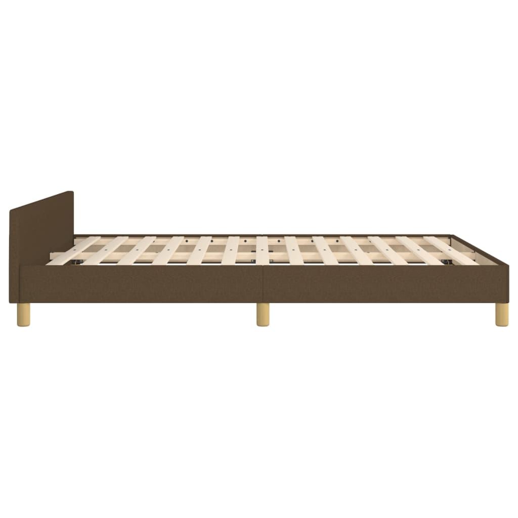 Cadre de lit avec tête de lit tissu marron foncé 140x200 cm