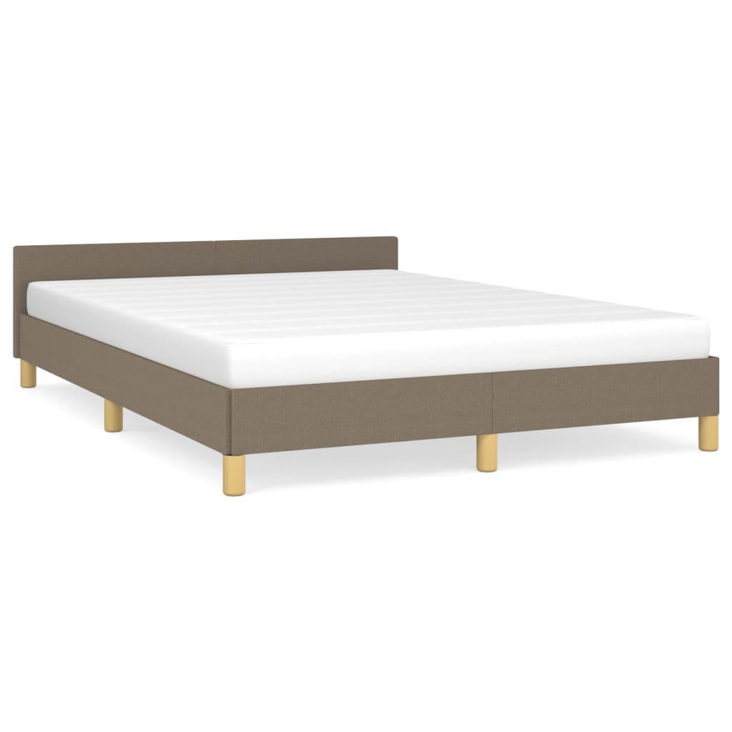 Cadre de lit avec tête de lit tissu taupe 140x200 cm