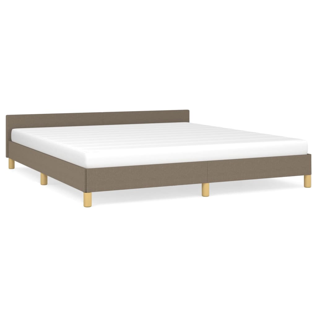 Cadre de lit avec tête de lit tissu taupe 180x200 cm