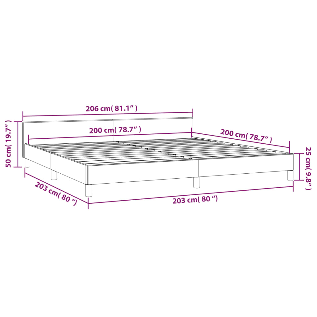 Bettgestell ohne Matratze Dunkelgrau 200x200 cm Stoff