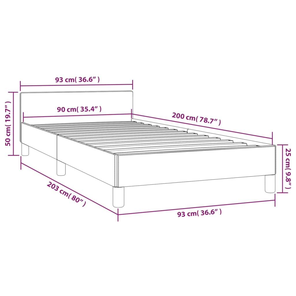 Bettgestell ohne Matratze Hellgrau 90x200 cm Samt