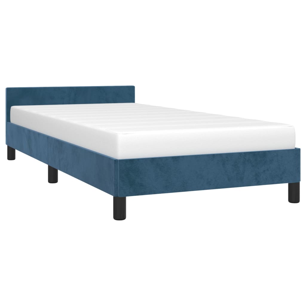 Bed frame with headboard dark blue 100x200 cm velvet