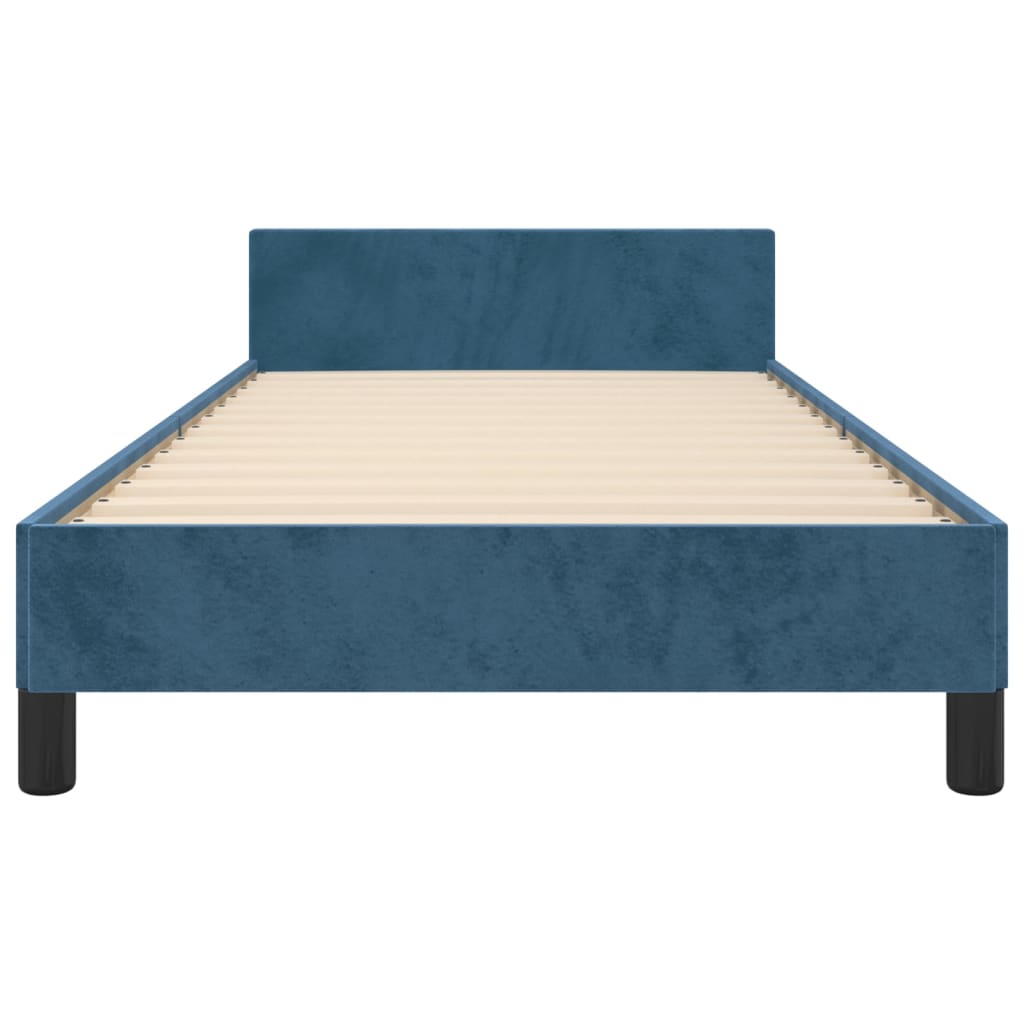 Bed frame with headboard dark blue 100x200 cm velvet