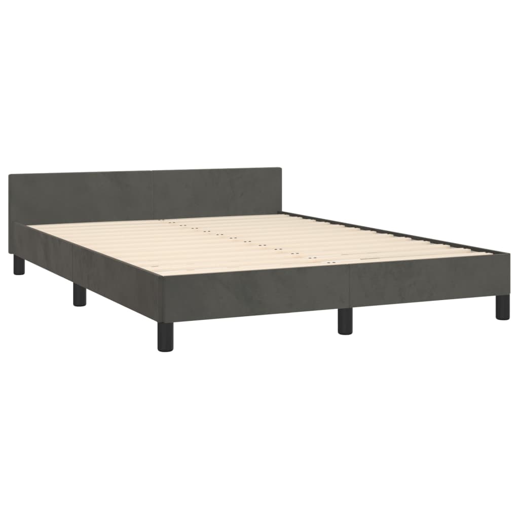 Bed frame with headboard dark gray 140x200 cm velvet