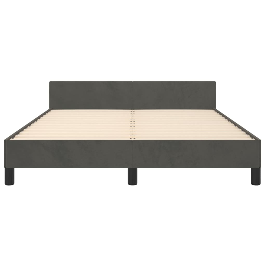 Bed frame with headboard dark gray 140x200 cm velvet