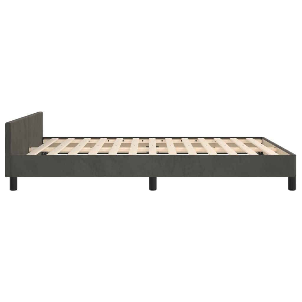 Bed frame with headboard dark gray 140x200 cm velvet