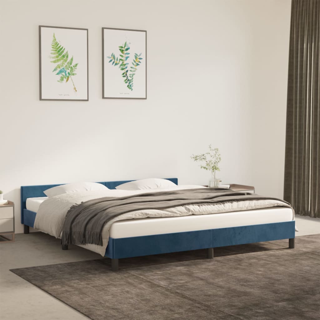 Bettgestell ohne Matratze Dunkelblau 160x200 cm Samt