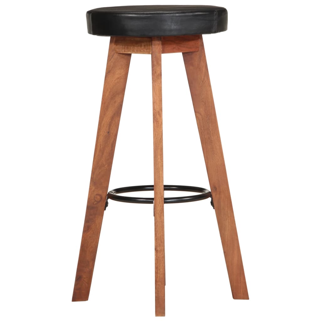 Bar stools 2 pieces. Real leather and solid acacia wood