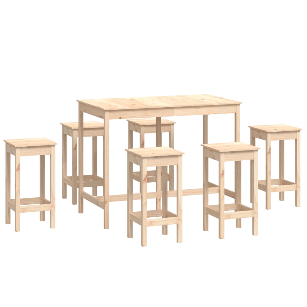 7-piece bar set solid pine