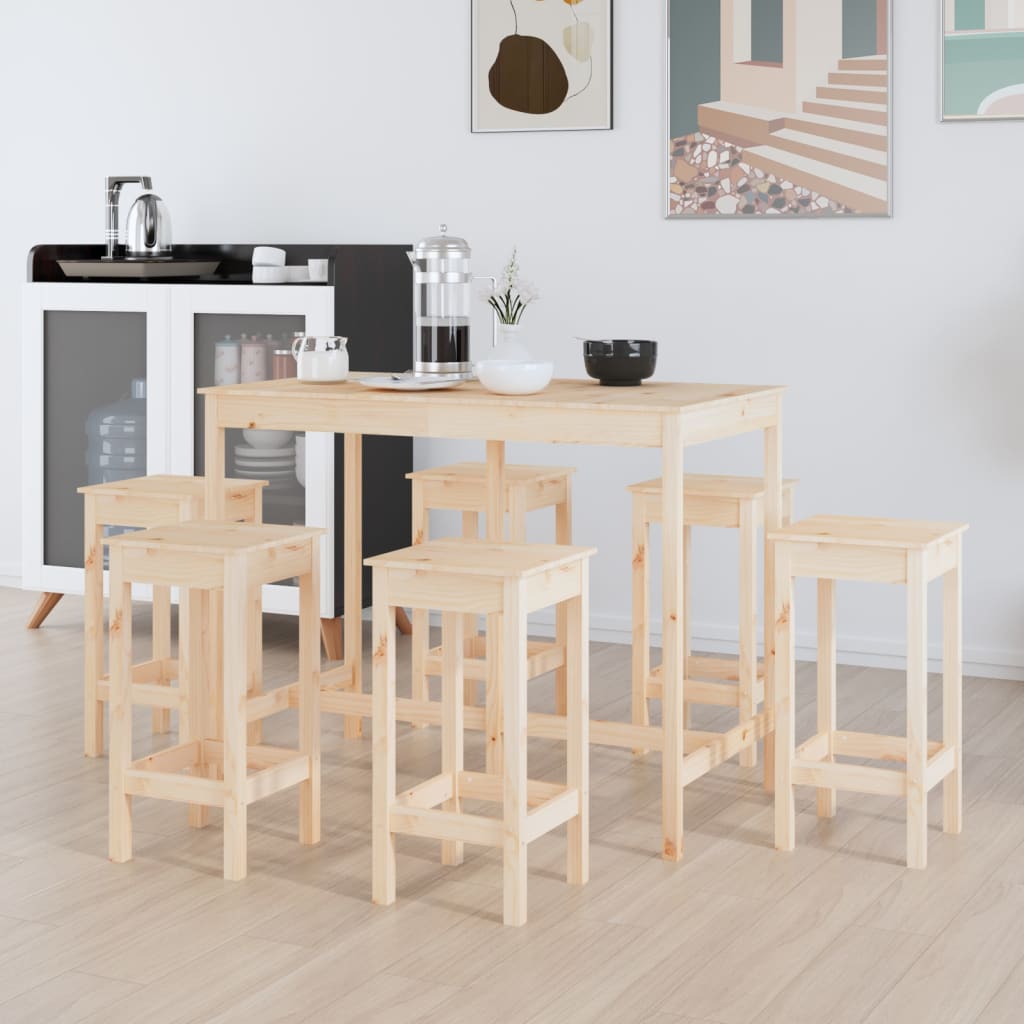 7-piece bar set solid pine
