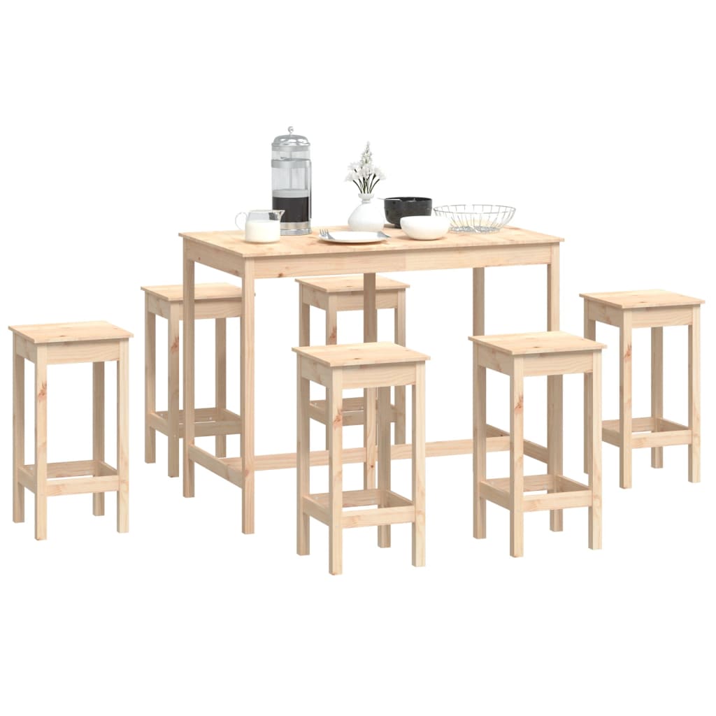 7-piece bar set solid pine