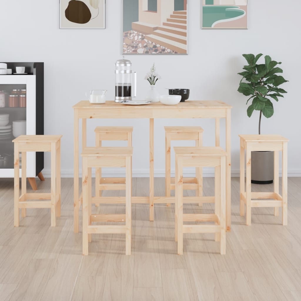 7-piece bar set solid pine