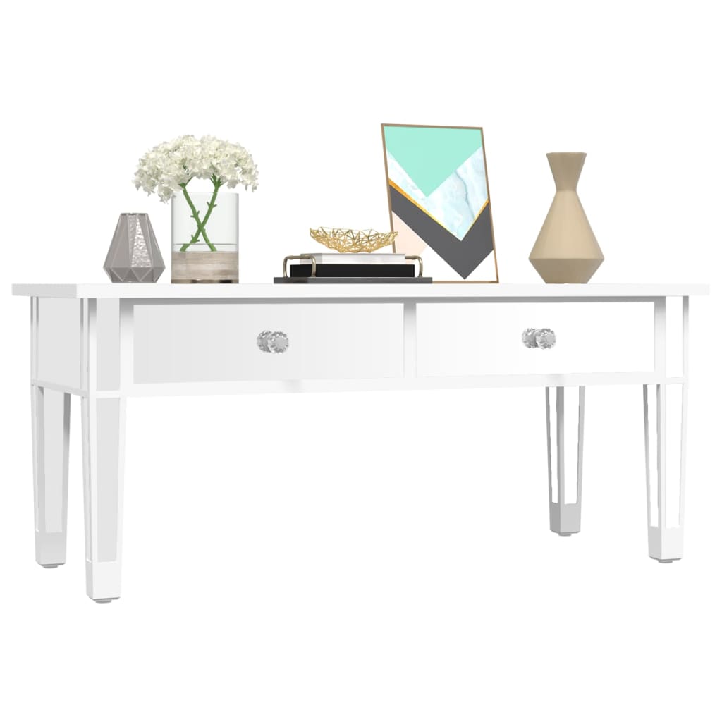 Table basse miroir 106x45x45 cm en bois et verre