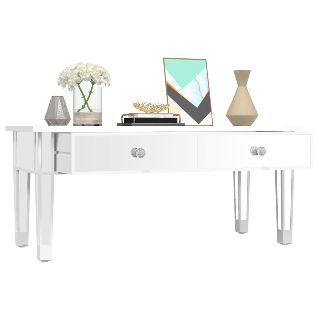 Table basse miroir 106x45x45 cm en bois et verre
