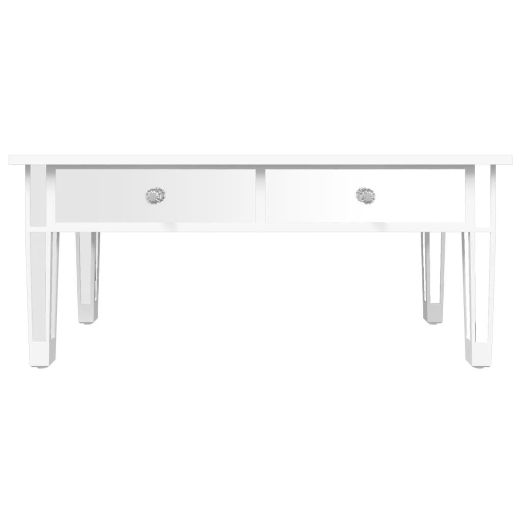 Table basse miroir 106x45x45 cm en bois et verre
