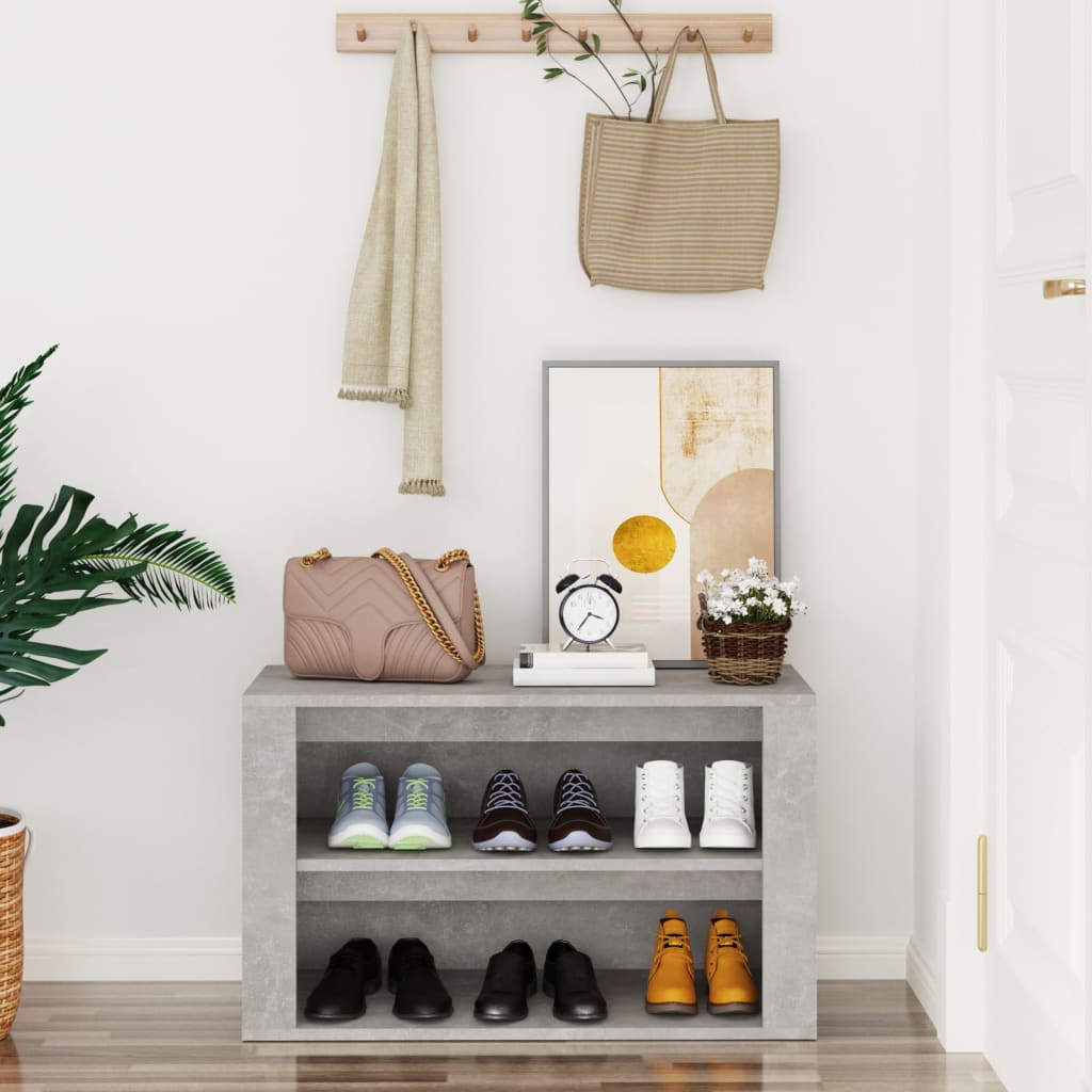 Shoe rack concrete gray 75x35x45 cm made of wood