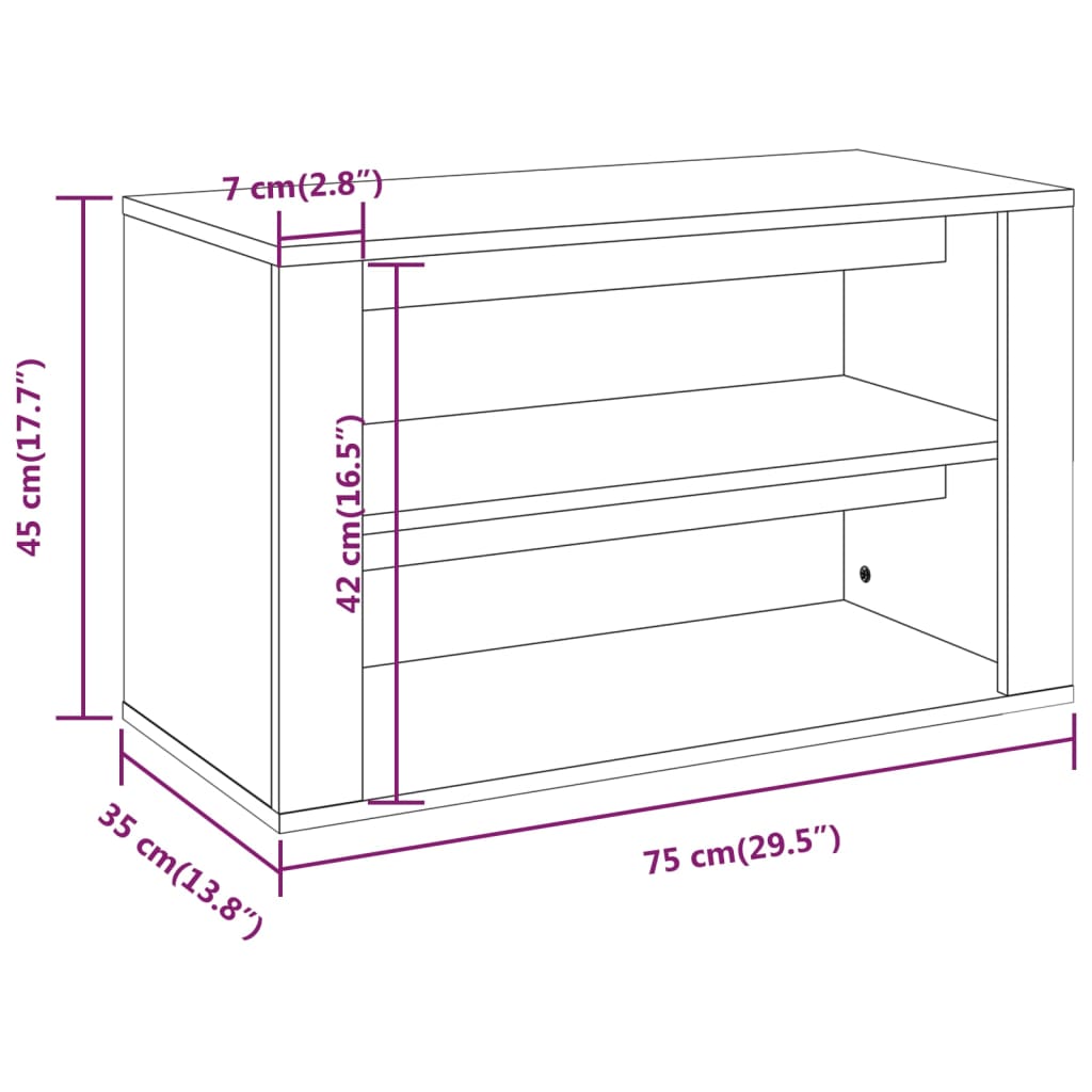 Shoe rack concrete gray 75x35x45 cm made of wood