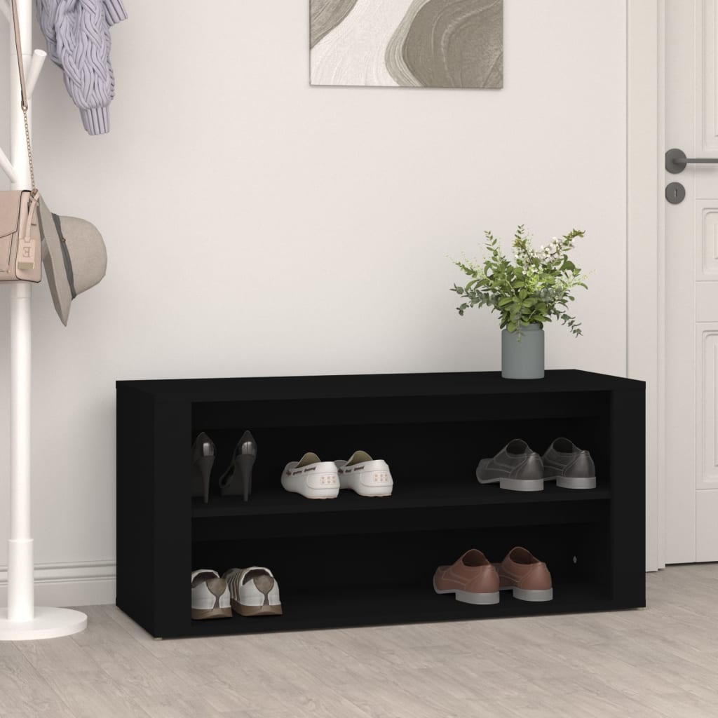 Étagère à chaussures noir 100x35x45 cm en bois